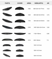 Fabricant de composite personnalisé OEM, hydrofoil en carbone à aspect haut, moyen ou bas pour wing wake kite, downwind, SUP foiling