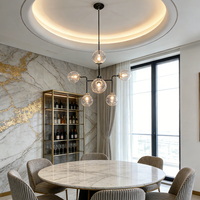 Suspension moderne en verre moléculaire avec douille E14 pour usage intérieur (maison, villa)