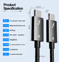Thunderbolt4 kabel Data USB panjang kustom, kabel Data USB panjang kustom 40gbps USB4, transmisi 1.5m CtoC 5A/20V