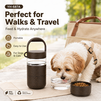 Bouteille d'eau modulaire écologique pour chien NAYAD 18oz 530ml en Tritan avec café recyclé, tasse de voyage 3-en-1 pour animaux de compagnie avec compartiment alimentaire – Vente en gros