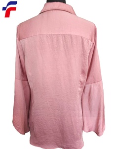 Vendita Calda <span class=keywords><strong>Missy</strong></span>/Petite/Più Poly Crepe di Raso Opaco Chiffon Dusty Rosa Campana Maniche Ladies 'Tessuto Camicia - Product Image 3