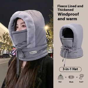 <span class=keywords><strong>Cagoule</strong></span> Lei Feng chaude d'hiver pour hommes et femmes masque de cou intégré grand bord velours épais coupe-vent numérique imprimé cyclisme - Product Image 2