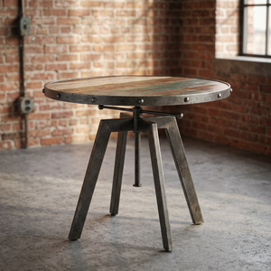 Industrial Vintage Iron Metal <b>Folding</b> Dining <b>Table</b> 4 Seater Mango Wood Top Antique Design Home Hotel Farmhouse Apartment Villa - Product Image 1