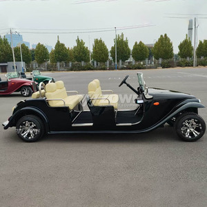 Auto Clásico Retro Eléctrico ZOWN de 4 Plazas, Negro con Asientos Color Crema, Diseño Descapotable - Product Image 1