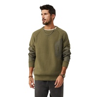 Pull en coton mélangé style patchwork rétro américain, nouvelle collection automne-hiver, col rond, coupe ajustée, respirant, anti-humidité, pour homme robuste