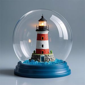 Venta al por mayor de agua personalizada bola de cristal niño niña Día de San Valentín regalo creativo caja de música faro globos de nieve - Product Image 5