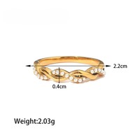 Bague en perles torsadées Novirassine, plaquée or 18 carats, en acier inoxydable pour femmes, élégante, avec bande tressée, bijoux, cadeau de mariage