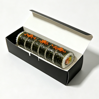 Boîtes à sushi en papier noir de qualité alimentaire personnalisées en gros, boîtes d'emballage en papier noir personnalisées avec logo pour la restauration de sushi à emporter