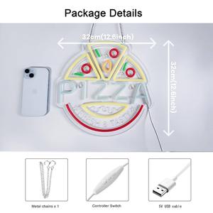 Lampu <span class=keywords><strong>Neon</strong></span> <span class=keywords><strong>Pizza</strong></span> Ultra Terang Dapat Diredupkan Bertenaga USB 12,6 X 12,6 Inci untuk Dekorasi Dinding Seni Restoran Kafe Rumah Perayaan - Product Image 4