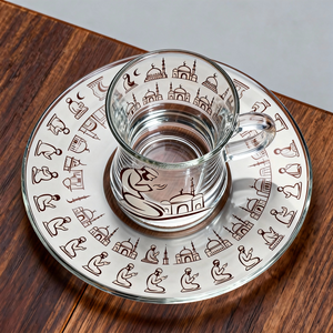Set di 12 Tazze <span class=keywords><strong>da</strong></span> Tè e Piattini in Stile Arabo con Decalcomanie Fatte a Mano, Set di Tazze <span class=keywords><strong>da</strong></span> Tè e Caffè Turche - Product Image 4