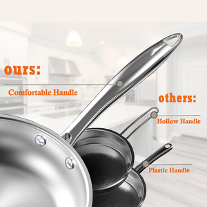 Ensemble de 6 casseroles et faitouts modernes en acier inoxydable avec poignées, compatibles gaz et induction - Product Image 3