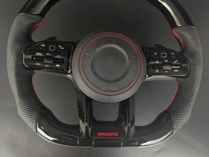Volant sport pour <span class=keywords><strong>Mercedes</strong></span> <span class=keywords><strong>Classe</strong></span> <span class=keywords><strong>G</strong></span> W464 en cuir noir brillant avec surpiqûres rouges et fibre de carbone pour 3/<span class=keywords><strong>4</strong></span> branches, montage direct - Product Image 4