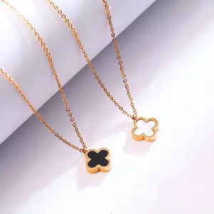 Stainless Steel Necklace Jewelry Custom Women 18k Gold 4 Leaf Clover Necklace