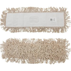 Boardwalk BWKM245C Natural Cotton Dry <b>Mopping</b> Kit 24 In. X 5 In. Cotton <b>Head</b> 60 In. Wood Handle with Plastic Basket for Home Use - Product Image 1