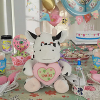 Vente en gros Mignon mini vache noire blanche peluche peluche jouet PP coton remplissage