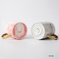 Mug à café en céramique de porcelaine de 14 oz avec poignée dorée et texture marbrée, couleur personnalisée, design portable - Coffret cadeau pour la rentrée scolaire