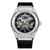 Montre mécanique automatique de luxe pour homme, marque originale Forsining 8107, bracelet en caoutchouc silicone, très vendue, lumineuse.
