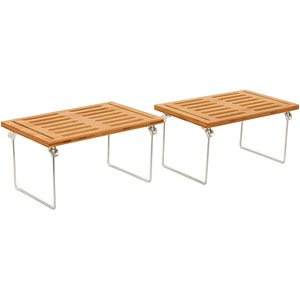 Wholesale bamboo drain <b>rack</b>, stackable double-layer desktop storage <b>rack</b>, multi-functional easy-to-store folding drain <b>rack</b> - Product Image 2