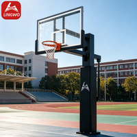 Équipement de fitness extérieur encastré : Panier de basketball avec système de support à 3 ressorts et coussinets de protection en mousse pour l'entraînement