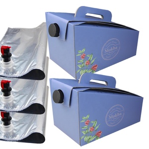 Custom1L 2L 3L 5L Take Away Paper Coffee Packaging Box With Handle 96 oz Coffee To Go Box Coffee Beverage BIB Bag In Box
