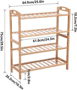 Zapatero De <span class=keywords><strong>Bambu</strong></span> <span class=keywords><strong>scarpiera</strong></span> in bambù per interni ed esterni armadio per interni 4 livelli organizzatore di scarpe in legno massello autoportante con manico - Product Image 2