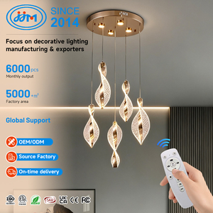 Lampadario <span class=keywords><strong>a</strong></span> <span class=keywords><strong>Sospensione</strong></span> Lineare Moderno di Lusso con Telecomando e Dimmer <span class=keywords><strong>per</strong></span> Scale Duplex, Villa, Salone e Soggiorno - Product Image 1