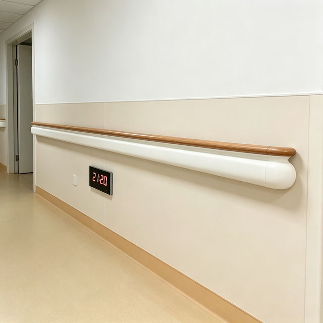 Fire-retardant Hospital Wall Guard Handrail Anti-microbial Wheelchair Crash Barrier for Clinic Project Custom