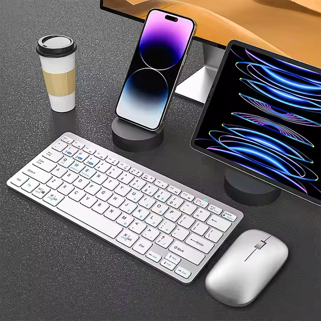 78 Keys Office Computer Rechargeable Ultra Slim Wireless Keyboard and Mouse Combo for PC Laptop Tablet