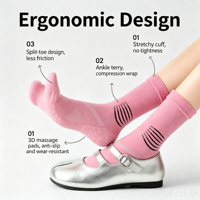 Chaussettes Tabi de sport en tissu éponge antidérapantes, résistantes à l'usure, avec semelle massante et compression, vente en gros