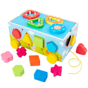 Blocs de puzzle en bois assortis de forme Montessori pour enfants <span class=keywords><strong>jeu</strong></span> de voiture de <span class=keywords><strong>tracteur</strong></span> jouets éducatifs de trieur cognitif pour enfants - Product Image 2