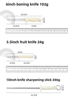 Ensemble de 5 couteaux de cuisine en acier inoxydable Tc, comprenant un couteau de chef, un couteau à viande, un couteau à légumes, un couteau à fruits, un éplucheur et un aiguiseur