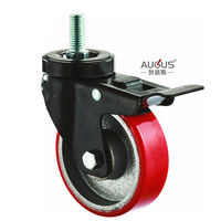 Fabricant chinois de roulettes en PU rouge de 3, 4 et 5 pouces pour chariot industriel, roulettes en fonte avec une capacité de charge élevée