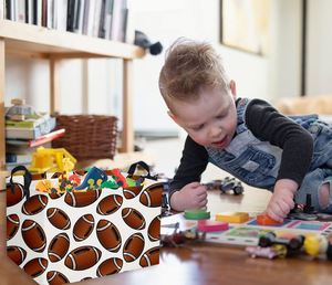 Panier de rangement rectangulaire pour enfants, thème rugby, avec poignées, pour la décoration de chambre, idéal pour garçons - Product Image 4