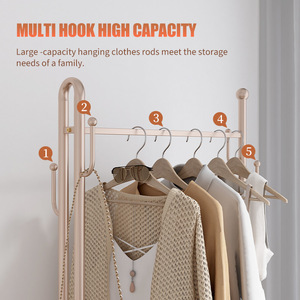 Coat Rack Metal Standing Bedroom Clothing Organizer With <b>Storage</b> <b>Basket</b> And Wheels For Clothes And Bags - Product Image 2