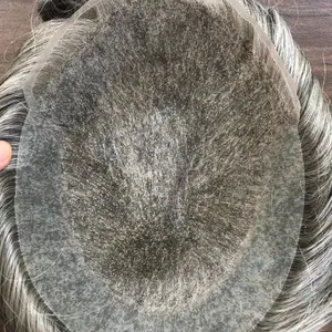 Wholesale cheap price good quality full skin toupee 1b60 grey hair piece toppers for women and men