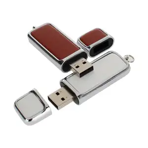 Wholesale cheap PU waterproof Stainless steel leather USB Flash Drive with customized logo 32gb 2.0 3.0 Pendrive