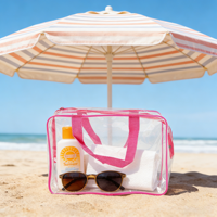 Sac de toilette en PVC transparent avec logo personnalisé, étui de transport imperméable adapté aux liquides approuvés par la TSA pour les compagnies aériennes