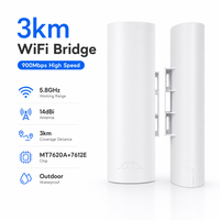 Pont sans fil P2P/P2MP 5,8 GHz 900 Mbps, double ports LAN, Plug & Play, résistant aux intempéries IP65, PoE DC pour caméra