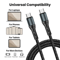 Câble tressé USB-C vers USB-C 60W, charge rapide PD, transfert de données Type-C pour iPhone 17/16 Pro Max, Samsung S26, MacBook