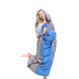 Toptan 2 kişi insan uyku tulumu pelerin ceket su geçirmez giyilebilir soğuk hava için acil sıkıştırma uyku tulumu çuval
