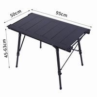 Table pliante IGT pour l'extérieur, portable, pour camping, pique-nique, barbecue, en alliage d'aluminium, réglable, rectangulaire, type « egg roll »
