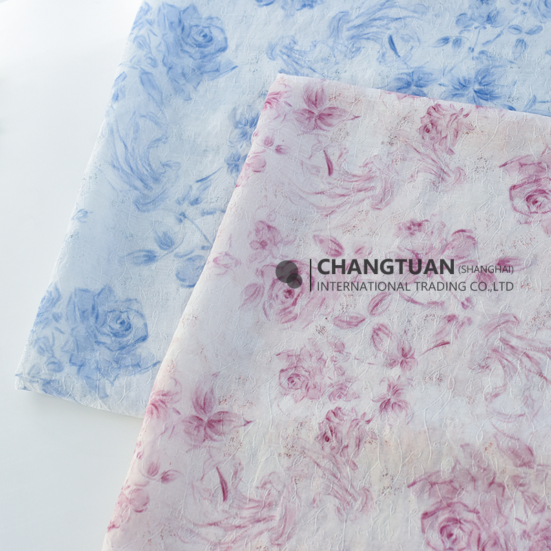 Jacquard Woven Fabric for Women Dress Rose Printed Toile De Jouy Fabric
