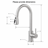 Robinet de cuisine extractible monocommande en acier inoxydable 201 de haute qualité - Robinet d'eau froide flexible en acier inoxydable 201 - En promotion