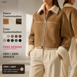 Veste d'<span class=keywords><strong>hiver</strong></span> décontractée pour <span class=keywords><strong>femme</strong></span>, personnalisée, en polyester et coton marron, avec bordure en fausse fourrure, fermeture éclair sur le devant, col rabattu et manches longues, vente en gros - Product Image 1