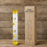 Mangeoire à oiseaux en tube transparent de couleur personnalisée, perchoir en spirale en fil métallique, plusieurs ports d'alimentation, résistante à la rouille, écologique, avec couvercle en dôme et boucle de suspension