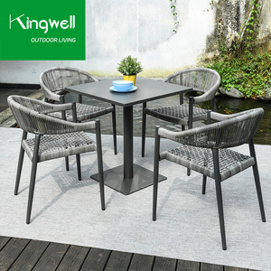 Mobilier d'extérieur, ensemble de terrasse en aluminium, <span class=keywords><strong>table</strong></span> de jardin en métal et 4 chaises longues pour café - Product Image 1