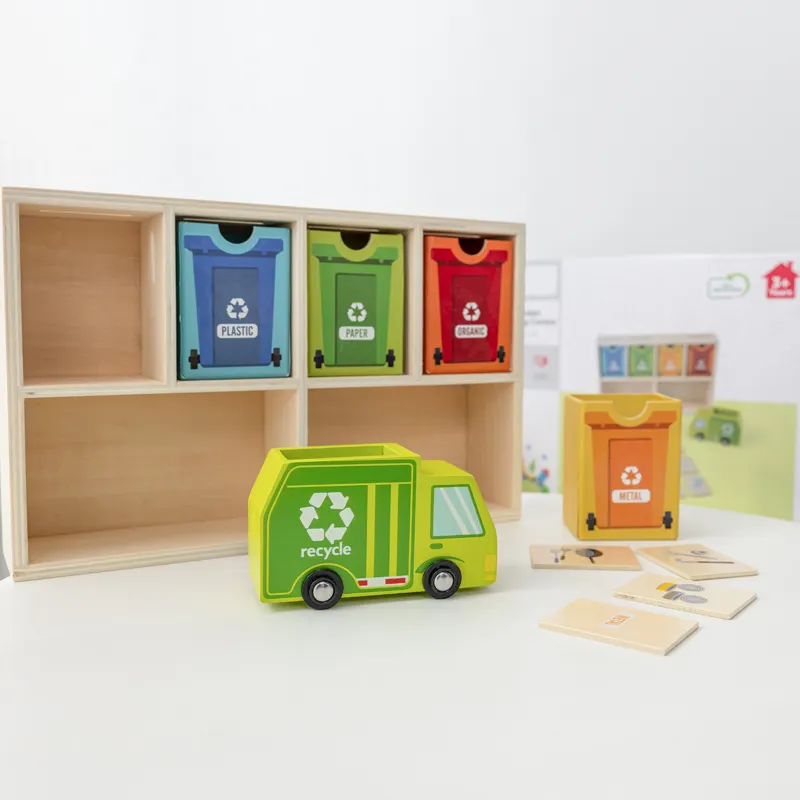 Jeu multijoueur, nouveaux jouets éducatifs, tri des déchets, jeu de recyclage écologique, jouets en bois