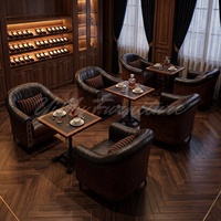 Ensemble de canapés en bois massif rétro, style occidental, table et chaises de réception pour café commercial, sur mesure pour bars à saké, salons de cigares