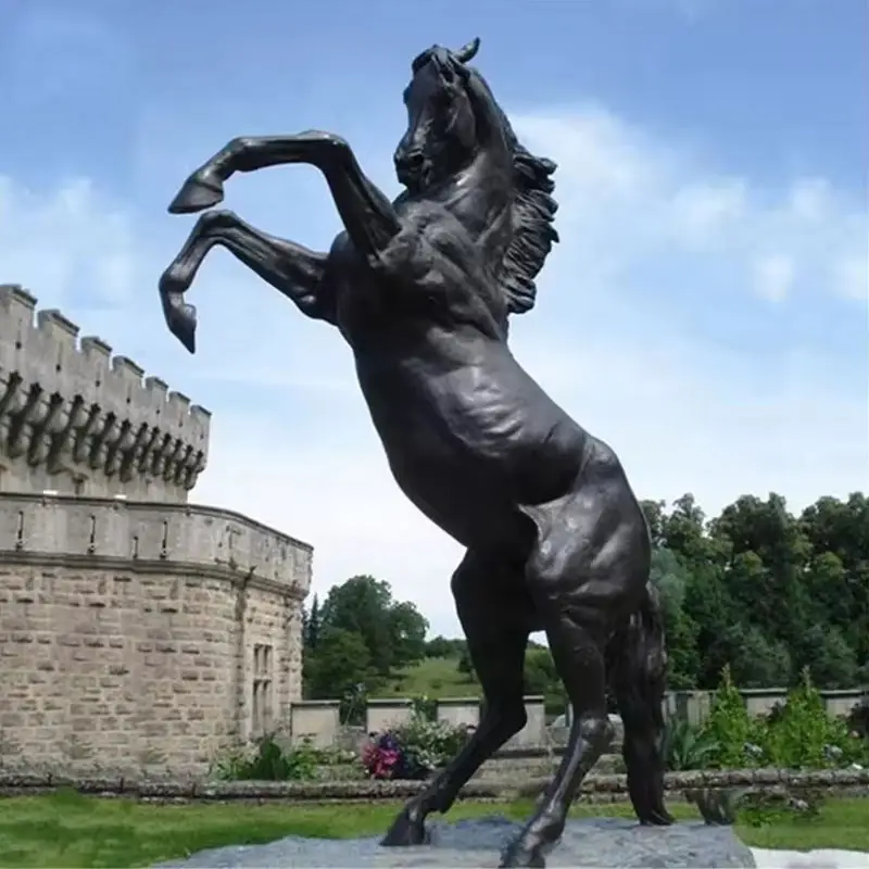 Patung kuda kuningan raksasa, dekorasi pintu masuk luar ruangan, patung kuda perunggu antik