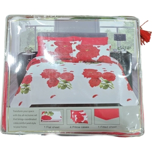 Nouvelle Parure de Lit à Motif Rose Emballage Premium Carte d'Insertion Couleur Or 48 Motifs Imprimés Ensemble de Draps 6 Pièces pour la Revente - Product Image 1